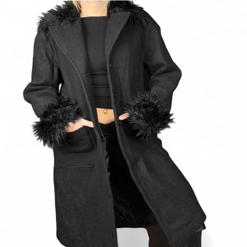 ⭐️ Suzy Shier Y2K Vintage Wool Faux-Fur Trim Jacket